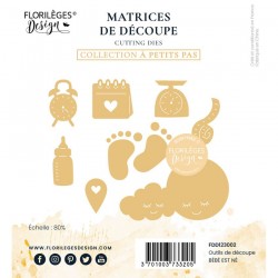 FDD123002   FLORILEGES DESIGN À PETITS PAS OUTILS DE DÉCOUPE BÉBÉ EST NÉ