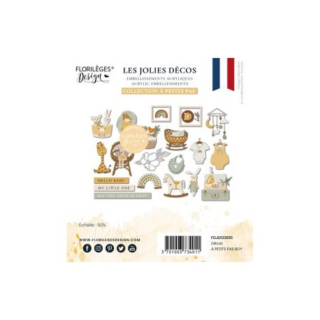 FDJD123001   FLORILEGES DESIGN À PETITS PAS BOY EMBELLISSEMENTS ACRYLIQUES