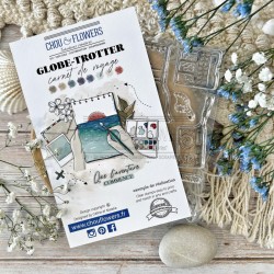 GLO106   CHOU & FLOWERS COLLECTION GLOBE TROTTER TAMPON CLEAR CARNET DE VOYAGE