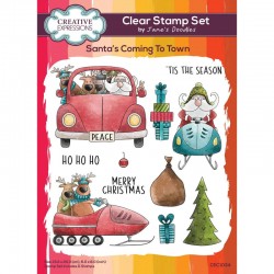CEC1034   CREATIVE EXPRESSIONS JANE'S DOODLES CLEAR STAMP SET SANTA'S COMING TO TOWN