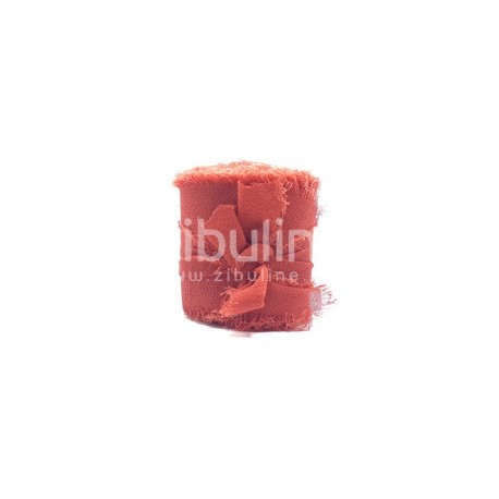 62310RMTE   ZIBULINE RUBAN MOUSSELINE DE SOIE Env. 4 cm x 4.5 m TERRACOTTA