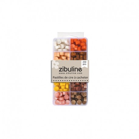 122203BPJO   ZIBULINE PASTILLES DE CIRE À CACHETER BOÎTE CAMAÏEU JAUNE ORANGE