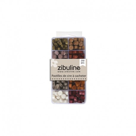 122203BPNE   ZIBULINE PASTILLES DE CIRE À CACHETER BOÎTE CAMAÏEU CORAIL SAUMON