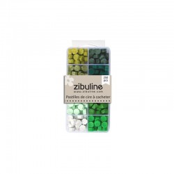 122203BPVE   ZIBULINE PASTILLES DE CIRE À CACHETER BOÎTE CAMAÏEU VERT