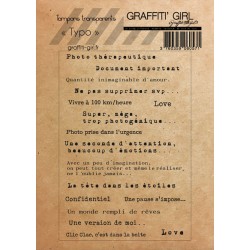 GRAFFITI' GIRL COLLECTION MISE AU POINT TAMPONS TRANSPARENTS TYPO