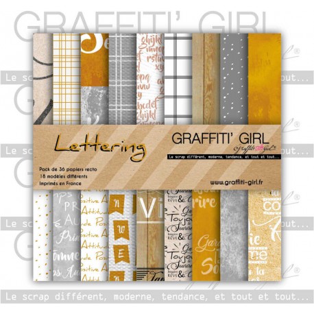 GRAFFITI' GIRL COLLECTION LETTERING BLOC PAPIER 15cm x 15cm