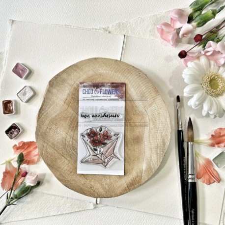 SOL112   CHOU & FLOWERS COLLECTION SOLEIL LEVANT TAMPON CLEAR OISEAU ORIGAMI
