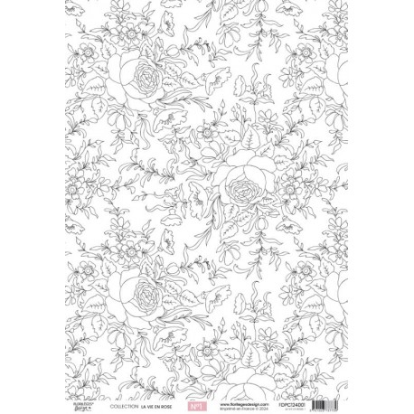 FDPC124001   FLORILEGES DESIGN LA VIE EN ROSE PAPIER CALQUE 1   A4