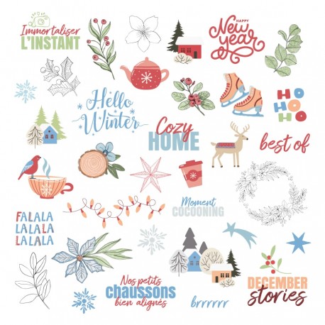 KADCC36   LES ATELIERS DE KARINE POÉSIE HIVERNALE DIE CUTS CALQUES x35 pièces