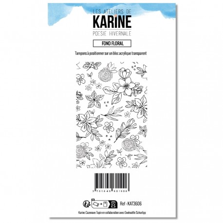 KAT3606   LES ATELIERS DE KARINE POÉSIE HIVERNALE TAMPON CLEAR FOND FLORAL