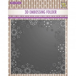 EF3D015   NELLIE'S CHOICE PLAQUE D'EMBOSSAGE CADRE 3D FLOCONS DE NEIGE 15cm x 15cm