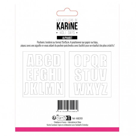 KAB3701   LES ATELIERS DE KARINE HOLI DAYS POCHOIR BRODERIE ALPHABET