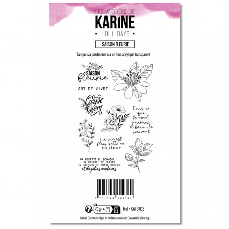 KAT3703   LES ATELIERS DE KARINE HOLI DAYS TAMPON CLEAR SAISON FLEURIE