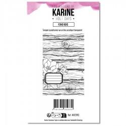KAT3710   LES ATELIERS DE KARINE HOLI DAYS TAMPON CLEAR FOND BOIS