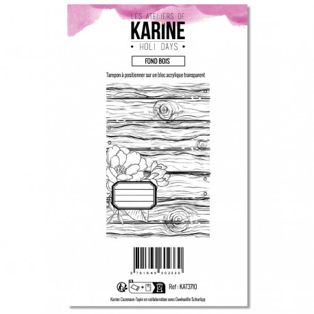 KAT3710   LES ATELIERS DE KARINE HOLI DAYS TAMPON CLEAR FOND BOIS