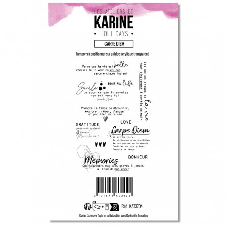 KAT3704   LES ATELIERS DE KARINE HOLI DAYS TAMPON CLEAR CARPE DIEM