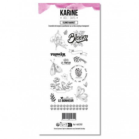 KAT3707   LES ATELIERS DE KARINE HOLI DAYS TAMPON CLEAR FLOWER MARKET