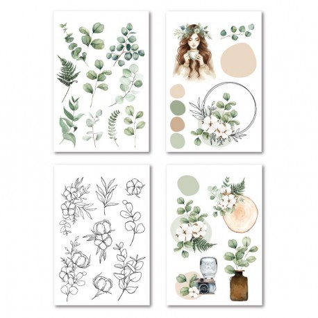 FDA125001   FLORILEGES DESIGN COLLECTION HARMONIE 4 PLANCHES STICKERS