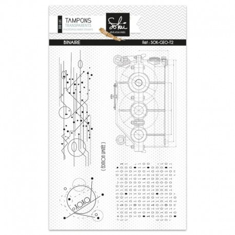 SOK-GEO-T2   SOKAÏ COLLECTION GÉOMETRIE TAMPONS CLEAR BINAIRE