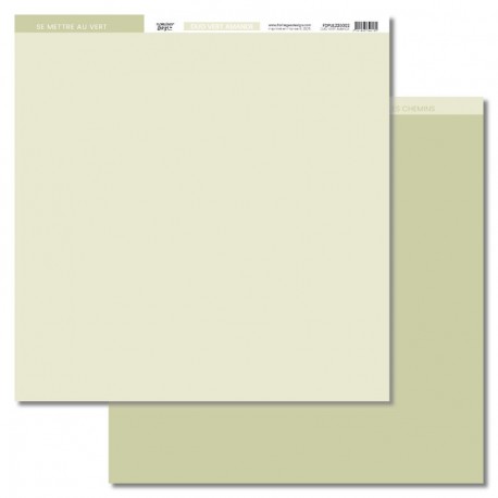 FDPUL225002   FLORILEGES DESIGN  PAPIER UNI DUO VERT AMANDE