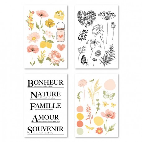 FDA225001   FLORILEGES DESIGN COLLECTION FARANDOLE 4 PLANCHES STICKERS