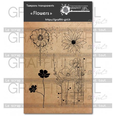 GRAFFITI' GIRL TAMPONS TRANSPARENTS FLOWERS