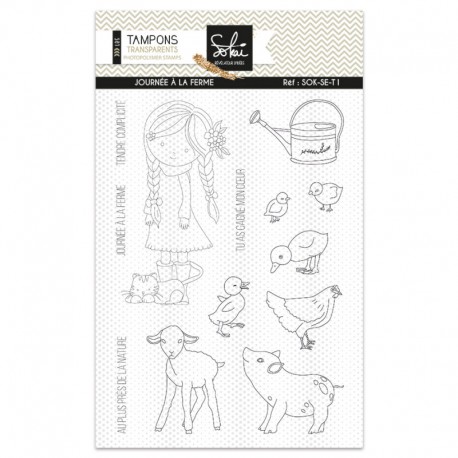SOK-SE-T1   SOKAÏ COLLECTION SOUVENIRS D'ENFANCE TAMPONS CLEAR JOURNÉE À LA FERME
