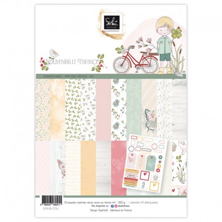 SOK-SE-COLL   SOKAÏ COLLECTION SOUVENIRS D'ENFANCE 10 imprimés A4 et 1 planche étiquettes