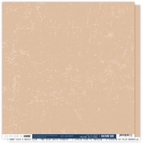 KAC3809   LES ATELIERS DE KARINE CULTURE SUD BEIGE NATUREL 30.5 cm x 30.5 cm