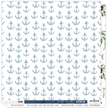 KAC3805   LES ATELIERS DE KARINE CULTURE SUD ANCRES MARINES 30.5 cm x 30.5 cm