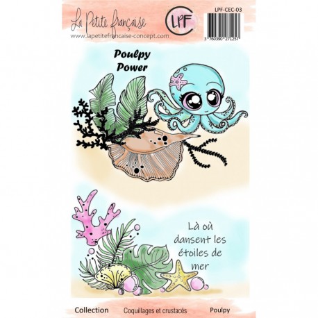 LPF-CEC-03   LA PETITE FRANÇAISE COQUILLAGES ET CRUSTACÉS TAMPONS CLEAR POULPY