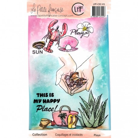 LPF-CEC-01   LA PETITE FRANÇAISE COQUILLAGES ET CRUSTACÉS TAMPONS CLEAR PLAYA