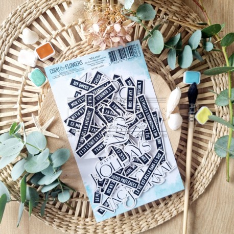 SUD125   CHOU & FLOWERS COLLECTION RÊVE AZUR DIE CUTS JOLIES PHRASES SUD