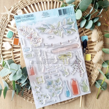 SUD119   CHOU & FLOWERS COLLECTION RÊVE AZUR TAMPON CLEAR HERBIER GARRIGUE