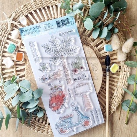 SUD117   CHOU & FLOWERS COLLECTION RÊVE AZUR TAMPON CLEAR UN AIR D'ITALIE