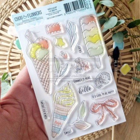 SUD111   CHOU & FLOWERS COLLECTION RÊVE AZUR TAMPON CLEAR LES GLACES