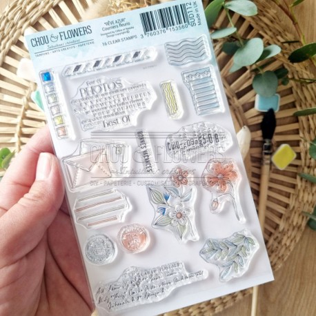 SUD112   CHOU & FLOWERS COLLECTION RÊVE AZUR TAMPON CLEAR COURRIERS FLEURIS