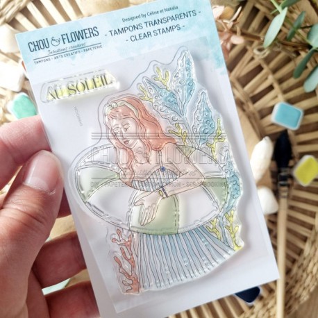 SUD108   CHOU & FLOWERS COLLECTION RÊVE AZUR TAMPON CLEAR FILLE AU SOLEIL