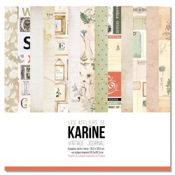 KAC3908   LES ATELIERS DE KARINE VINTAGE JOURNAL 6 FEUILLES + 1 CALQUE IMPRIMÉ