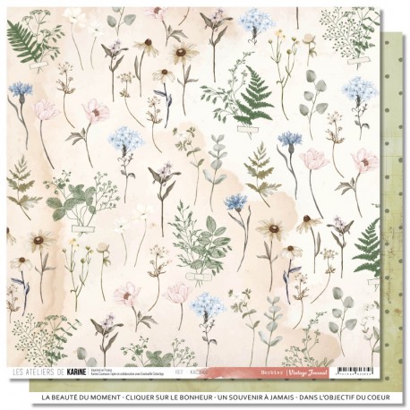 KAC3902   LES ATELIERS DE KARINE VINTAGE JOURNAL HERBIER 30.5 cm x 30.5 cm