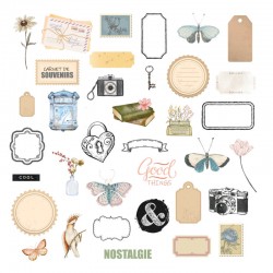 KADC39   LES ATELIERS DE KARINE VINTAGE JOURNAL  DIES CUTS x35 pièces