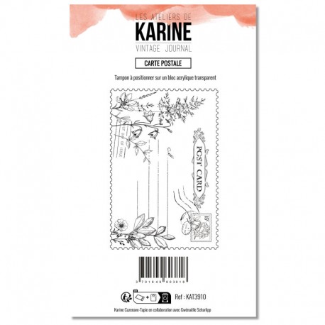KAT3910   LES ATELIERS DE KARINE VINTAGE JOURNAL TAMPON CLEAR CARTE POSTALE