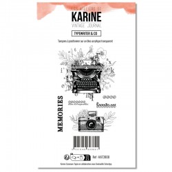 KAT3908   LES ATELIERS DE KARINE VINTAGE JOURNAL TAMPON CLEAR MACHINE À ÉCRIRE AND CO