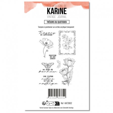 KAT3902   LES ATELIERS DE KARINE VINTAGE JOURNAL TAMPON CLEAR TRÉSORS DU QUOTIDIEN