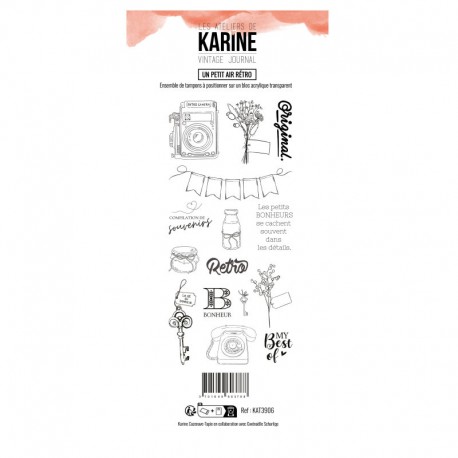 KAT3906   LES ATELIERS DE KARINE VINTAGE JOURNAL TAMPON CLEAR UN PETIT AIR RETRO