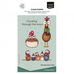 CARO103   VAESSEN CREATIVE TAMPONS TRANSPARENTS POULES DE NOËL 1 12 pièces