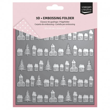 3625-0111   VAESSEN CREATIVE CLASSEUR DE GAUFRAGE VILLAGE DE NOËL 15cm x 15cm
