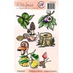 LPF-HER-05   LA PETITE FRANCAISE COLL. CHÂTAIGNES ET HÉRISSON TAMPONS CLEAR COQUES ET COQUILLES