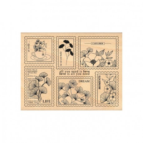 FH325011   FLORILEGES DESIGN COLLECTION GINKGO TAMPON BOIS TIMBRES GINKGO