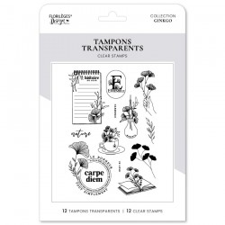 FDCL325002   FLORILEGES DESIGN COLLECTION GINKGO TAMPONS CLEAR CARPE DIEM